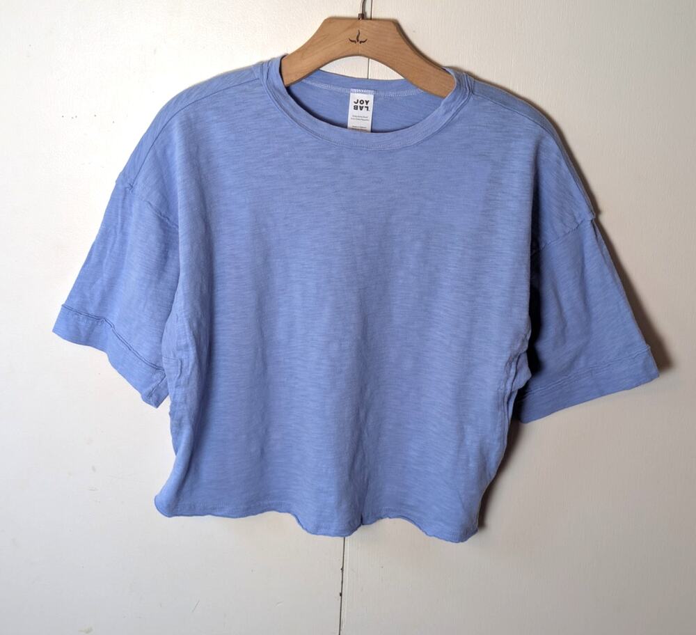 JoyLab Blue Cropped Fit Short Sleeve Shirt XXS
